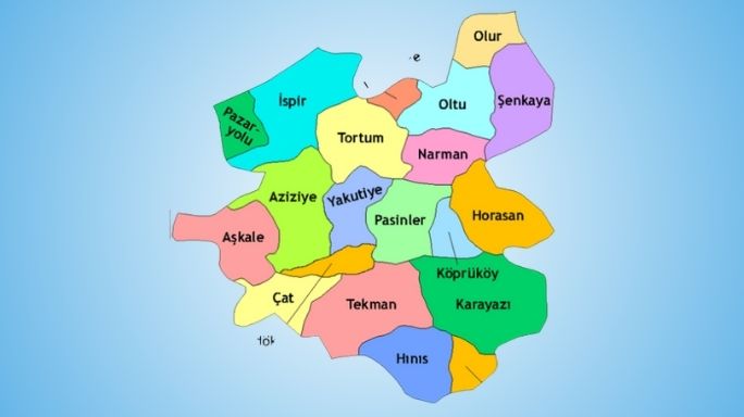 Erzurum İlçelerinin Merkeze Uzaklıkları